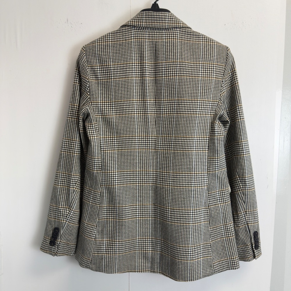 Free Assembly Womens S Glen Plaid Single Button Blazer Black White check  Jacket - Picture 9 of 10